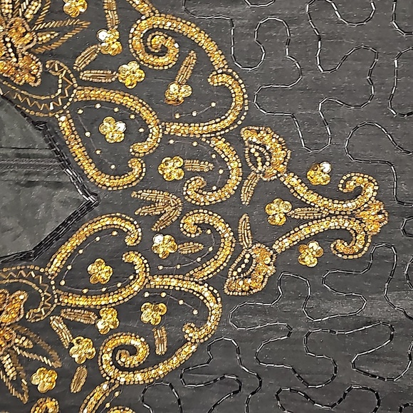 Laurence Kazar Womens Dress Vtg Sz S Beaded Black Silk Evening Zipper VG… - Picture 9 of 16